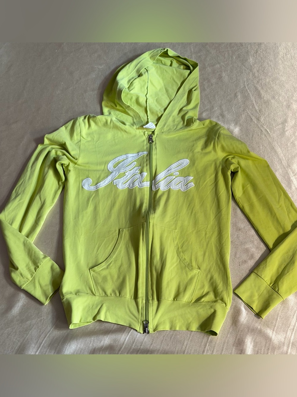 Vintage Y2K  Italian Cotton-Lycra Italia Zip-Up Hoodie Size Large
